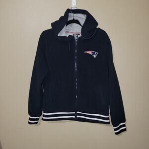NFL NEW ENGLAND PATRIOTS Embroidered Logo & Spellout Zip Up Hoodie Jacket Medium